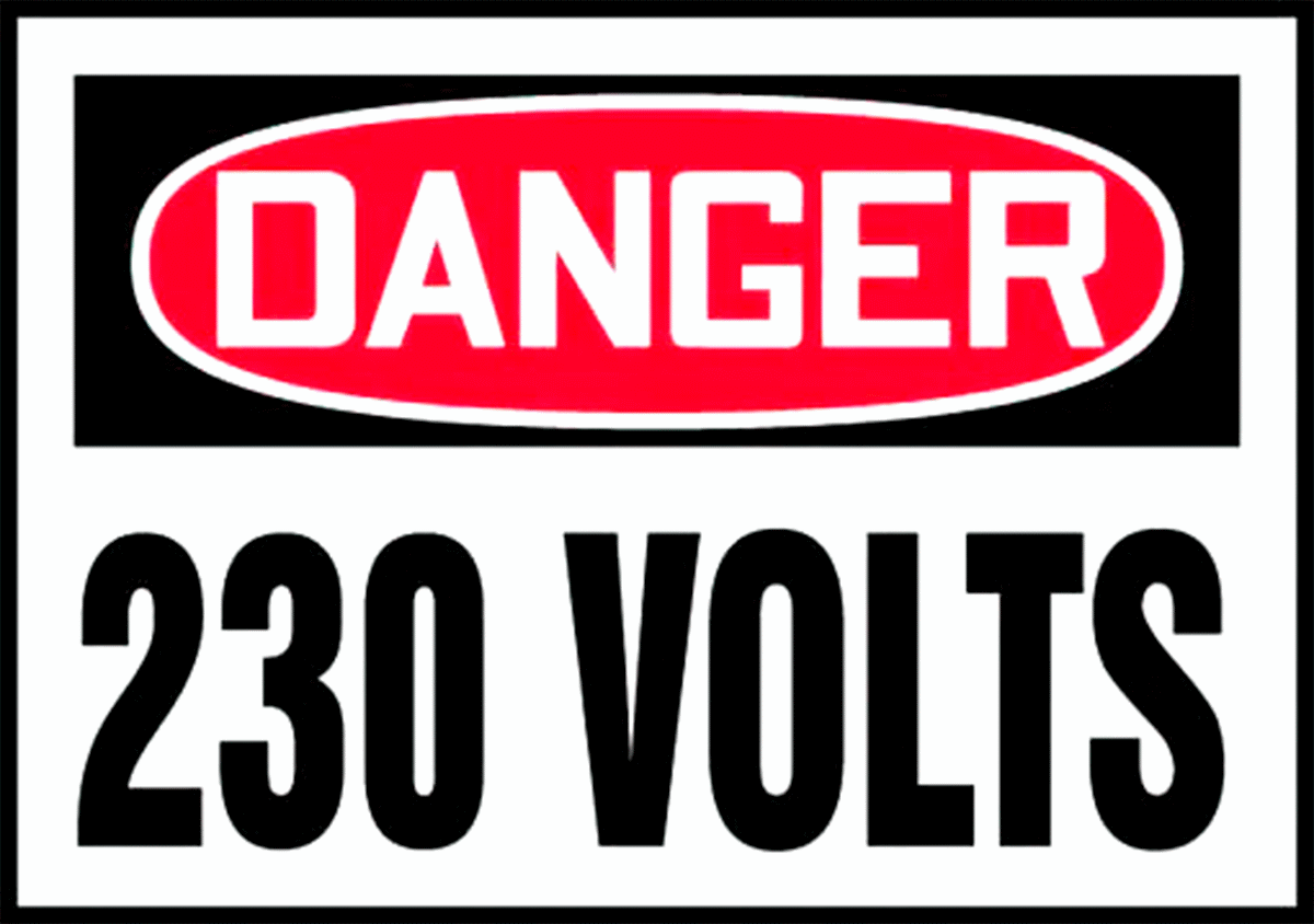 Elektrik Tehlikesi Etiketleri, Tehlike-230 Volt Mesajı