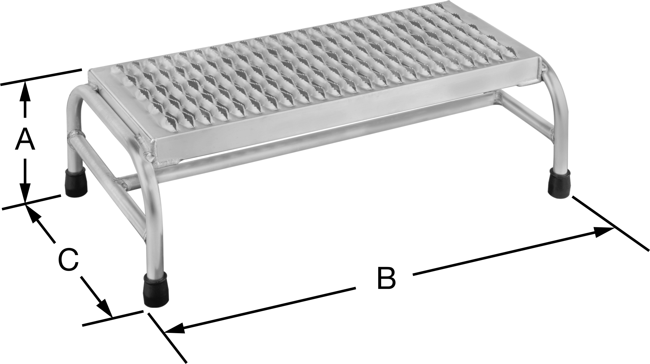 Alüminyum Basamaklı Tabure, 1 Tırtıklı Basamak, 10“ Yükseklik x 33” Genişlik x 17" Derinlik Toplam