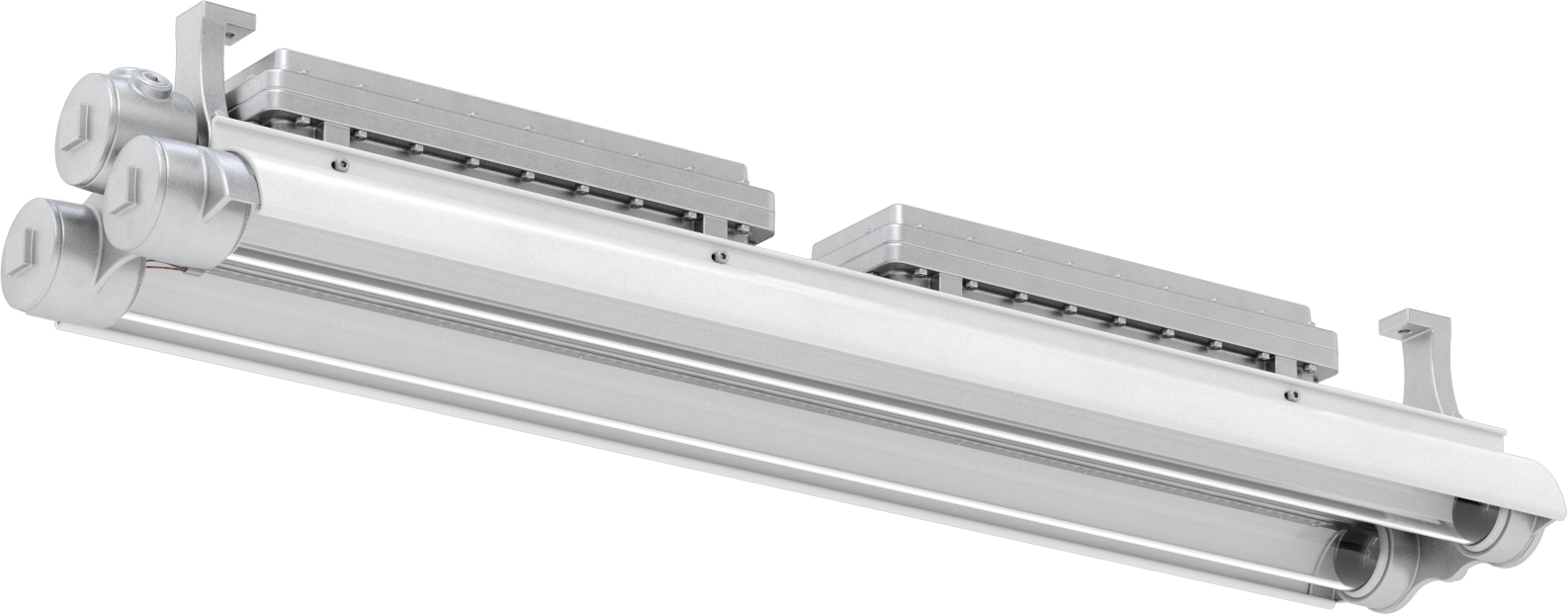 Patlamaya Dayanıklı Tavan Işığı, Yedek Pilli Dahili LED, 51-1/2" Toplam Uzunluk