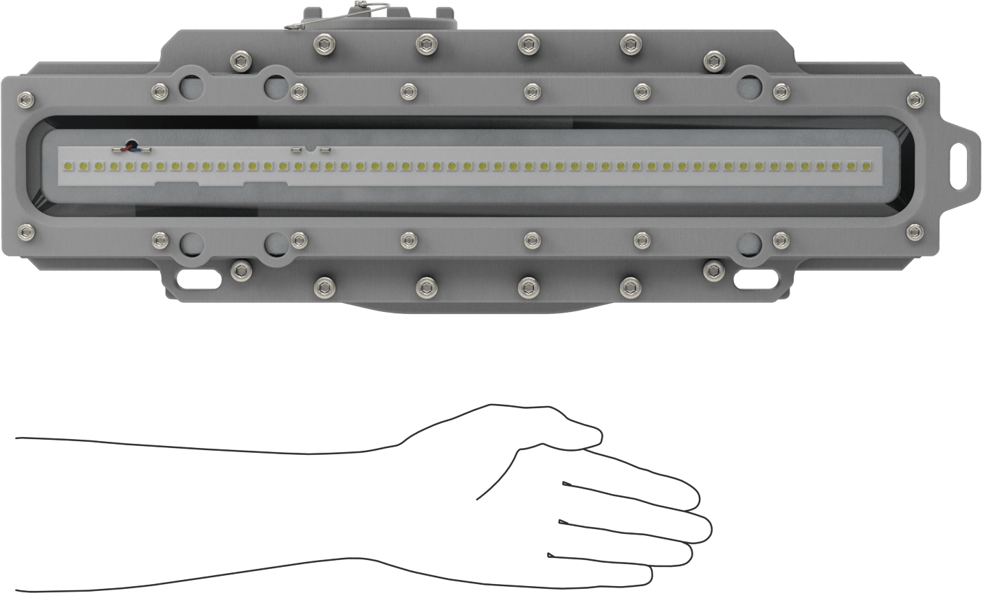 Patlamaya Dayanıklı Tavan Işığı, Dahili LED, 22-1/2" Toplam Uzunluk