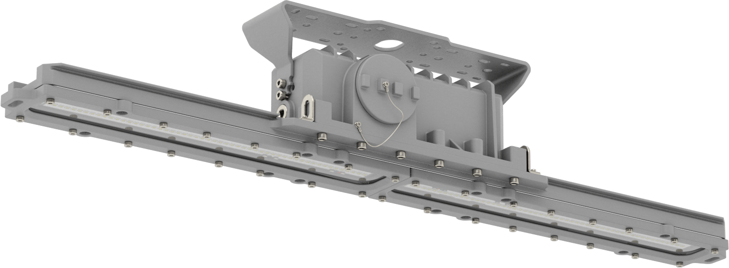 Patlamaya Dayanıklı Tavan Işığı, Yedek Pilli Dahili LED, 45-3/8" Toplam Uzunluk