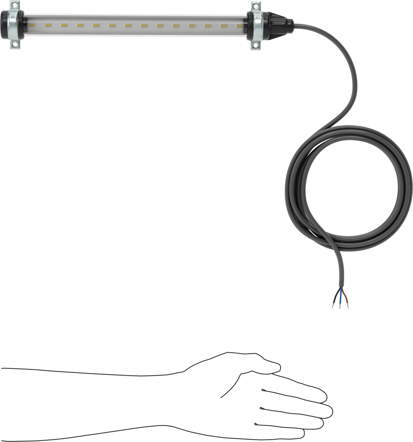 Tehlikeli Ortam Şerit Makinesi Işığı, 12-30V DC, 14-5/8“ Uzunluk x 1-1/2” Yükseklik x 2-1/2" Genişlik Toplam