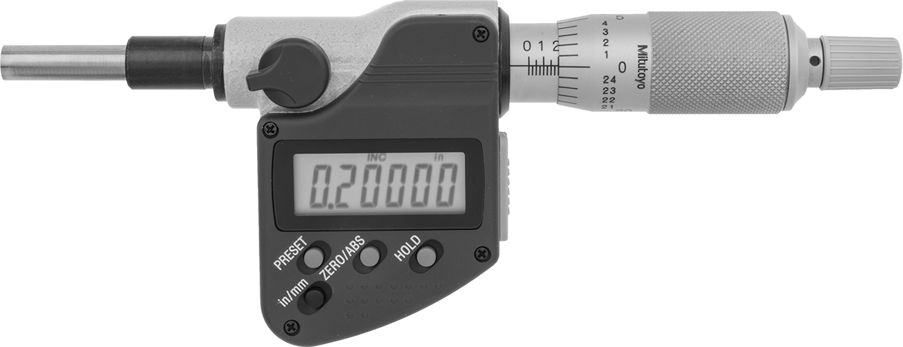 Mitutoyo Elektronik Mikrometre Başlığı, Dönen Yuvarlak Uçlu Mil ve Sertifikalı, Model 350-354-32