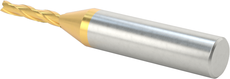 TiN Kaplamalı Kobalt Çelik Konik Kare Uçlu Freze, 1/2 Derece Konik/Yan, 1/8" Freze Çapı, 2-1/2" Toplam Uzunluk