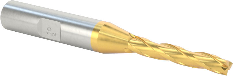TiN Kaplamalı Kobalt Çelik Konik Kare Uçlu Freze, 1/2 Derece Konik/Yan, 3/16" Freze Çapı, 3-1/8" Toplam Uzunluk