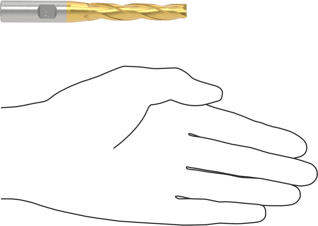 TiN Kaplamalı Kobalt Çelik Konik Kare Uçlu Freze, 1/2 Derece Konik/Yan, 3/8" Freze Çapı, 4-1/4" Toplam Uzunluk