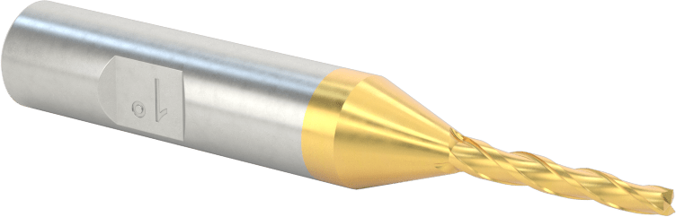 TiN Kaplamalı Kobalt Çelik Konik Kare Uçlu Freze, 1 Derece Konik/Yan, 3/32" Freze Çapı, 3/4" Kesim Uzunluğu
