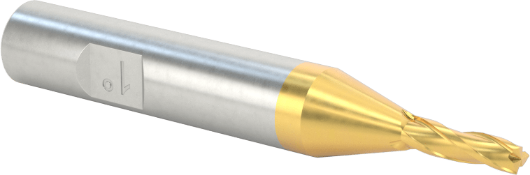 TiN Kaplamalı Kobalt Çelik Konik Kare Uçlu Freze, 1 Derece Konik/Yan, 1/8" Freze Çapı, 1/2" Kesme Uzunluğu