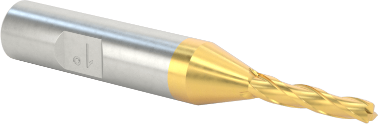 TiN Kaplamalı Kobalt Çelik Konik Kare Uçlu Freze, 1 Derece Konik/Yan, 1/8" Freze Çapı, 2-1/2" Toplam Uzunluk