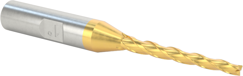 TiN Kaplamalı Kobalt Çelik Konik Kare Uçlu Freze, 1 Derece Konik/Yan, 1/8" Freze Çapı, 3-1/4" Toplam Uzunluk