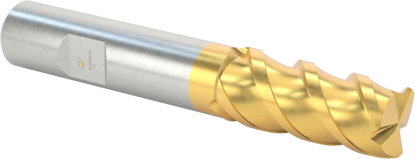 TiN Kaplamalı Kobalt Çelik Konik Kare Uçlu Freze, 1 Derece Konik/Yan, 1/2" Freze Çapı, 3-1/4" Toplam Uzunluk