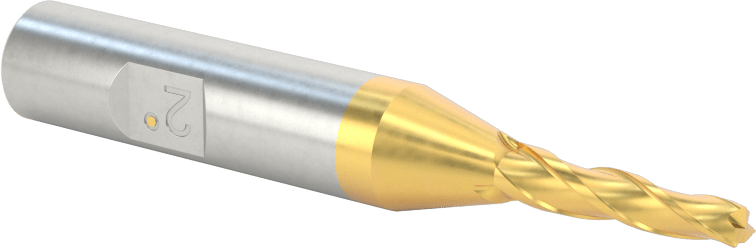 TiN Kaplamalı Kobalt Çelik Konik Kare Uçlu Freze, 2 Derece Konik/Yan, 1/8" Freze Çapı, 2-1/2" Toplam Uzunluk