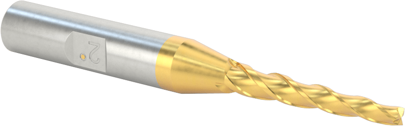 TiN Kaplamalı Kobalt Çelik Konik Kare Uçlu Freze, 2 Derece Konik/Yan, 1/8" Freze Çapı, 3-1/8" Toplam Uzunluk