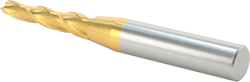 TiN Kaplamalı Kobalt Çelik Konik Kare Uçlu Freze, 2 Derece Konik/Yan, 3/16" Freze Çapı, 3-1/8" Toplam Uzunluk