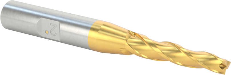 TiN Kaplamalı Kobalt Çelik Konik Kare Uçlu Freze, 2 Derece Konik/Yan, 3/16" Freze Çapı, 3-1/8" Toplam Uzunluk