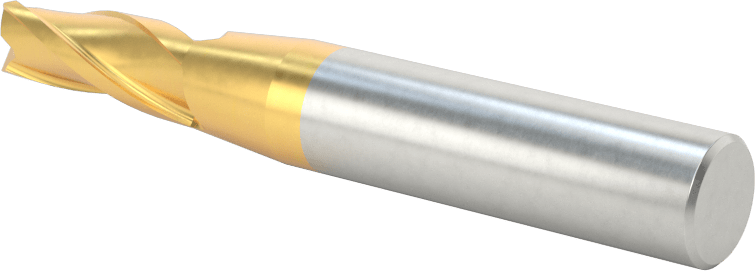 TiN Kaplamalı Kobalt Çelik Konik Kare Uçlu Freze, 2 Derece Konik/Yan, 1/4" Freze Çapı, 2-1/2" Toplam Uzunluk