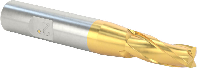 TiN Kaplamalı Kobalt Çelik Konik Kare Uçlu Freze, 2 Derece Konik/Yan, 1/4" Freze Çapı, 2-1/2" Toplam Uzunluk
