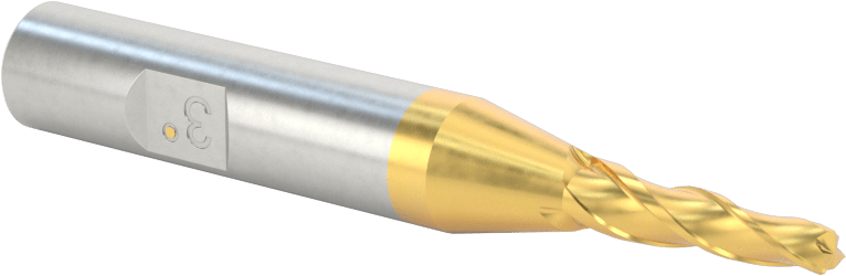 TiN Kaplamalı Kobalt Çelik Konik Kare Uçlu Freze, 3 Derece Konik/Yan, 1/8" Freze Çapı, 2-5/8" Toplam Uzunluk