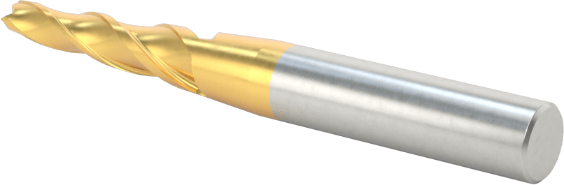 TiN Kaplamalı Kobalt Çelik Konik Kare Uçlu Freze, 3 Derece Konik/Yan, 3/16" Freze Çapı, 3-1/8" Toplam Uzunluk