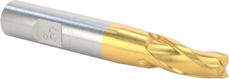 TiN Kaplamalı Kobalt Çelik Konik Kare Uçlu Freze, 3 Derece Konik/Yan, 1/4" Freze Çapı, 2-1/2" Toplam Uzunluk