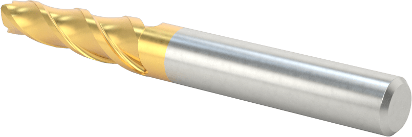 TiN Kaplamalı Kobalt Çelik Konik Kare Uçlu Freze, 3 Derece Konik/Yan, 1/4" Freze Çapı, 3-1/8" Toplam Uzunluk