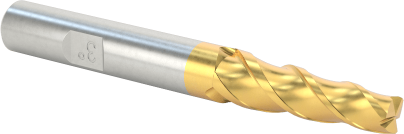TiN Kaplamalı Kobalt Çelik Konik Kare Uçlu Freze, 3 Derece Konik/Yan, 1/4" Freze Çapı, 3-1/8" Toplam Uzunluk