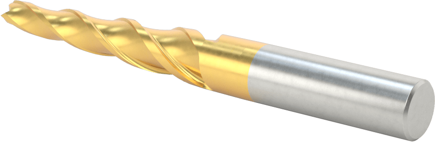 TiN Kaplamalı Kobalt Çelik Konik Kare Uçlu Freze, 3 Derece Konik/Yan, 1/4" Freze Çapı, 4-1/4" Toplam Uzunluk