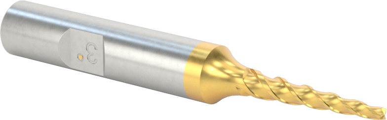 TiN Kaplamalı Kobalt Çelik Konik Kare Uçlu Freze, 3 Derece Konik/Yan, 2 mm Freze Çapı, 75 mm Toplam Uzunluk