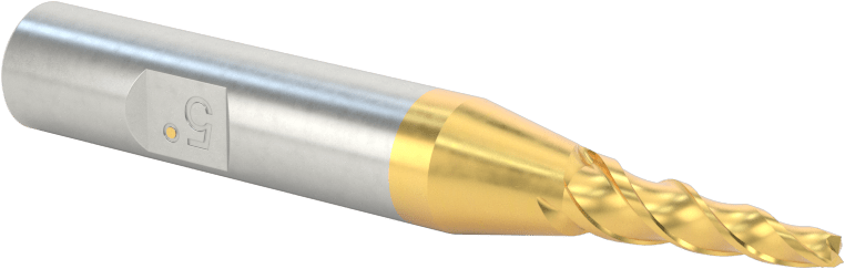 TiN Kaplamalı Kobalt Çelik Konik Kare Uçlu Freze, 5 Derece Koniklik/Yan, 3/32" Freze Çapı, 2-5/8" Toplam Uzunluk