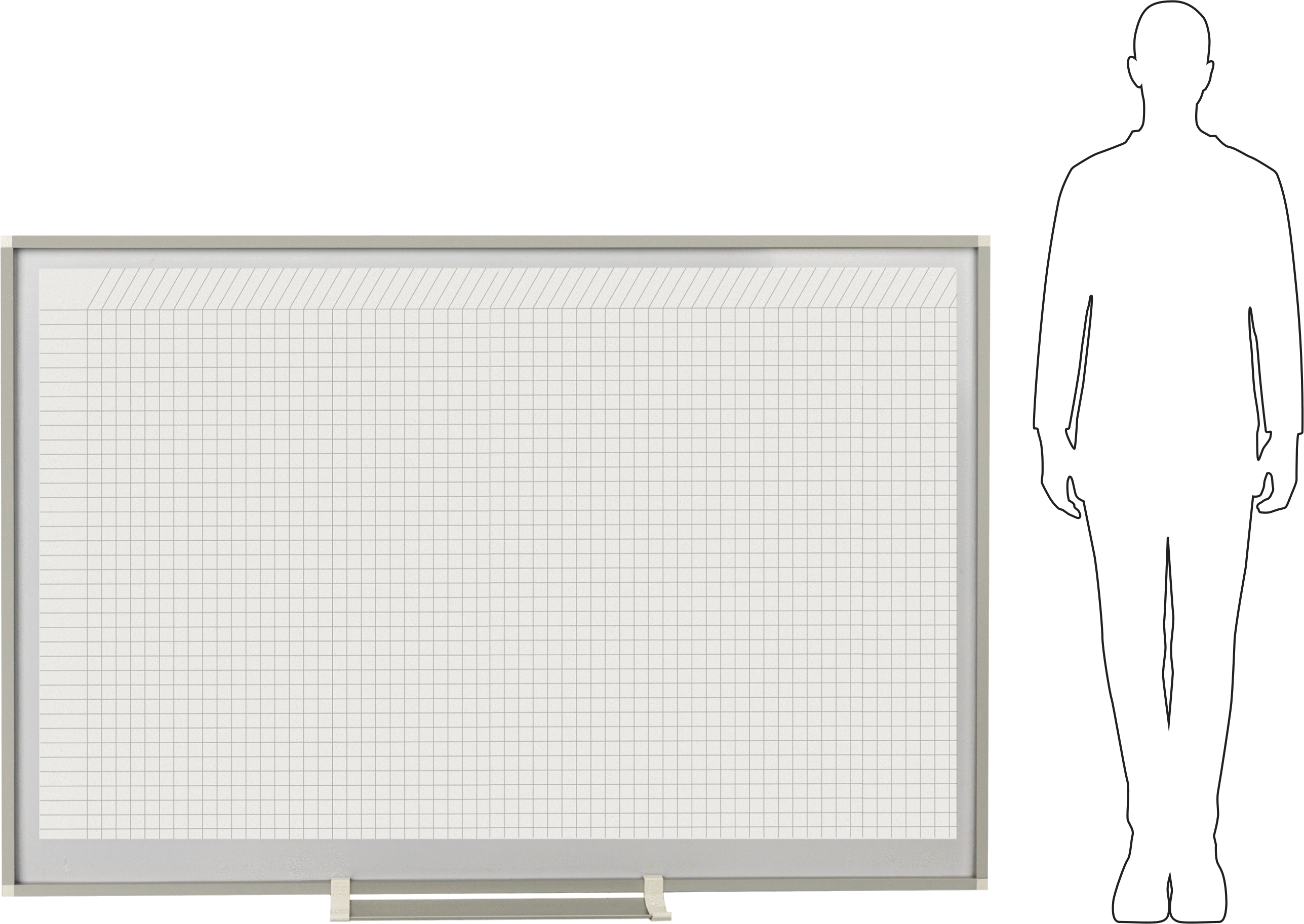 Izgara Desenli Planlama Beyaz Tahtası, Alüminyum Çerçeveli Boyalı Çelik, 72“ Genişlik x 48” Yükseklik