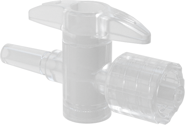 Luer Lock Bağlantı Parçalı Açma/Kapama Vanası, Beyaz PVDF Plastik Gövde, Erkek x Erkek, Kilitleme Halkalı