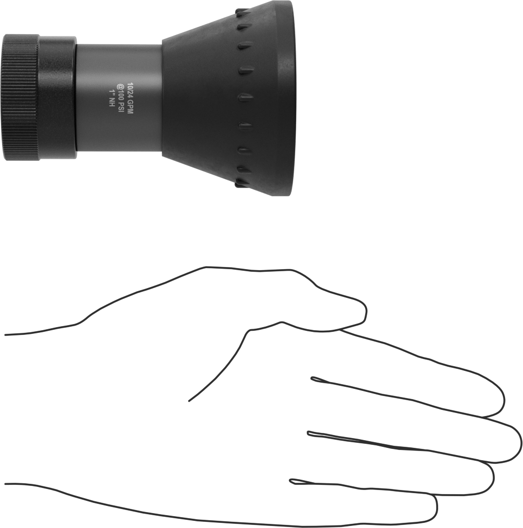 Yangın Söndürme Hortumu için Sprey/Akış Nozulu, Alüminyum, 1 NH/NST Dişi, 2-3/4" Çap, 4" Uzunluk