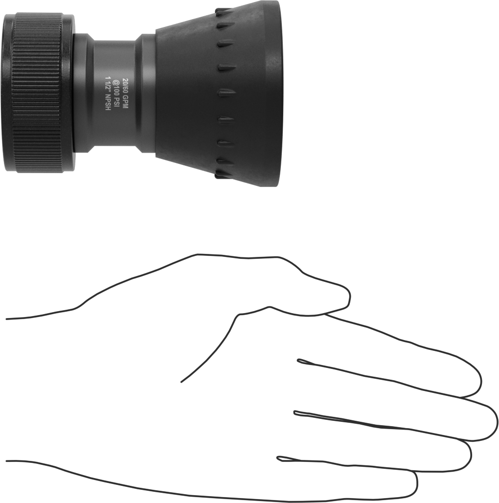 Yangın Söndürme Hortumu için Sprey/Akış Nozulu, Alüminyum, 1-1/2 NPSH Dişi, 2-3/4" Çap, 4-1/2" Uzunluk