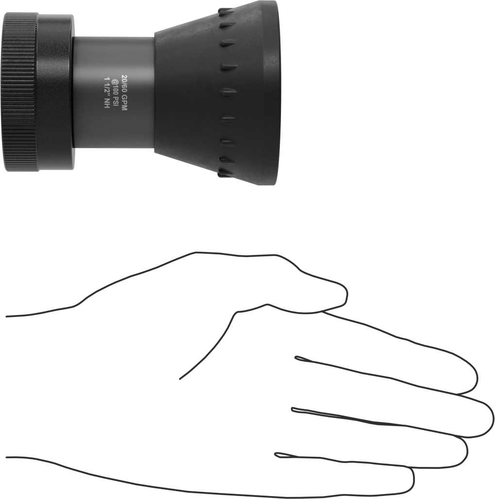 Yangın Söndürme Hortumu için Sprey/Akış Nozulu, Alüminyum, 1-1/2 NH/NST Dişi, 2-3/4" Çap, 4-1/2" Uzunluk