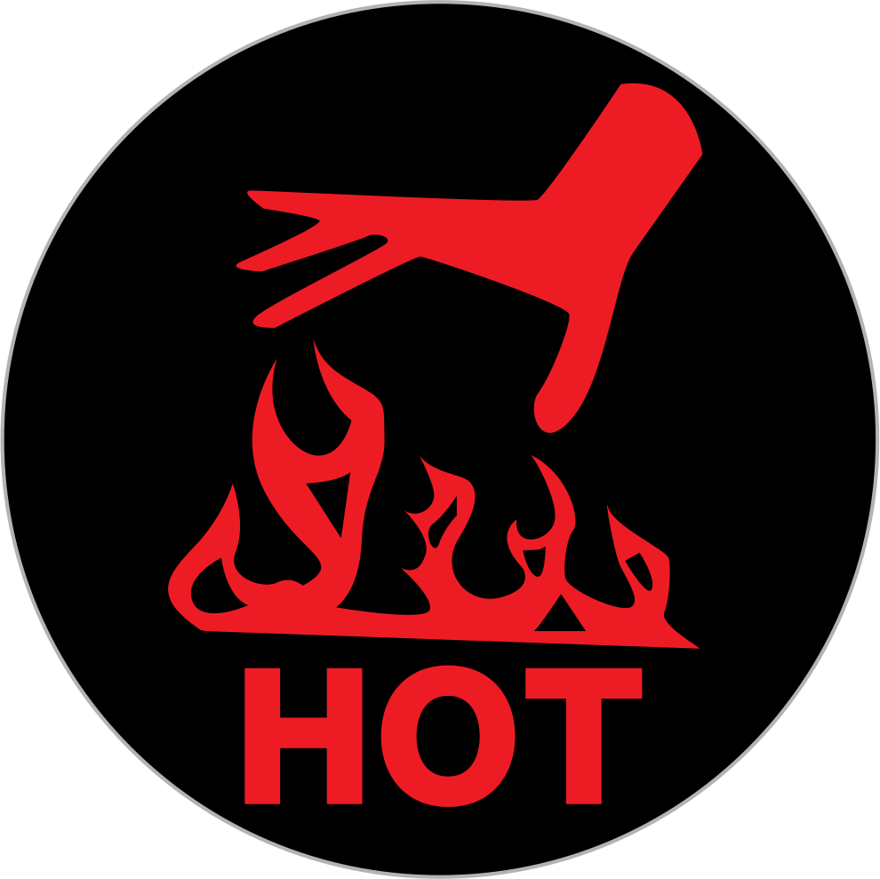 Sıcaklığı Gösteren “Sıcak” Etiketleri, 122°F Sıcaklık Noktası