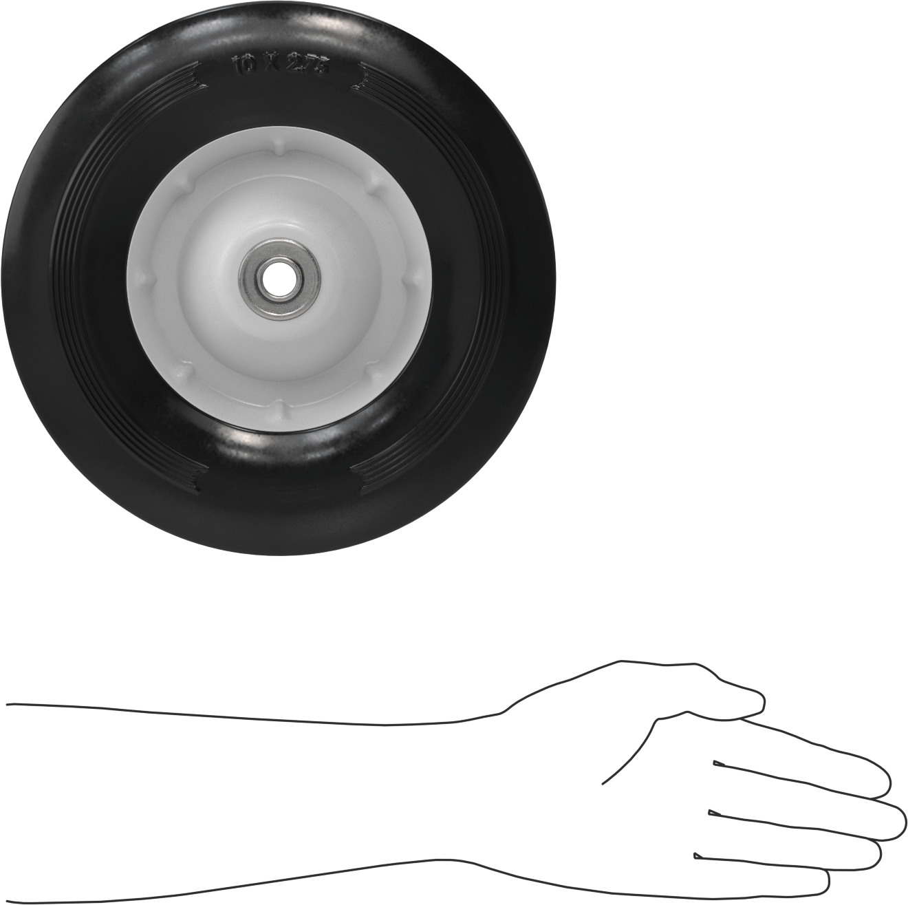 Bilyalı Rulmanlı Düz Tekerlek, Yan Montaj Göbeği, 10“ Çap x 2-3/4” Genişlik, 150 lb. Kapasite