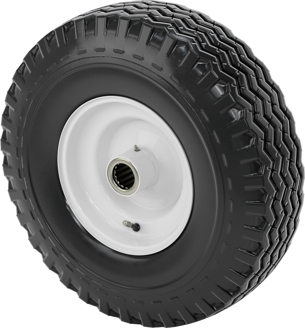 Çelik Merkezli Montajlı Pnömatik Siyah Tekerlek, Rulmanlı ile, 16-1/8“ Çap x 4-11/16” Genişlik