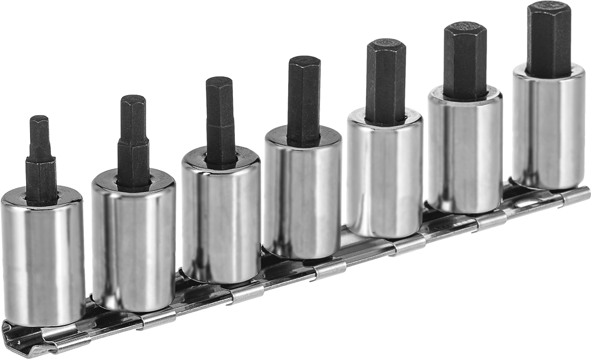 Altıgen Uçlu Soket, 7 Parça Set, Stubby, 3/8" Kare Tahrik, Metrik