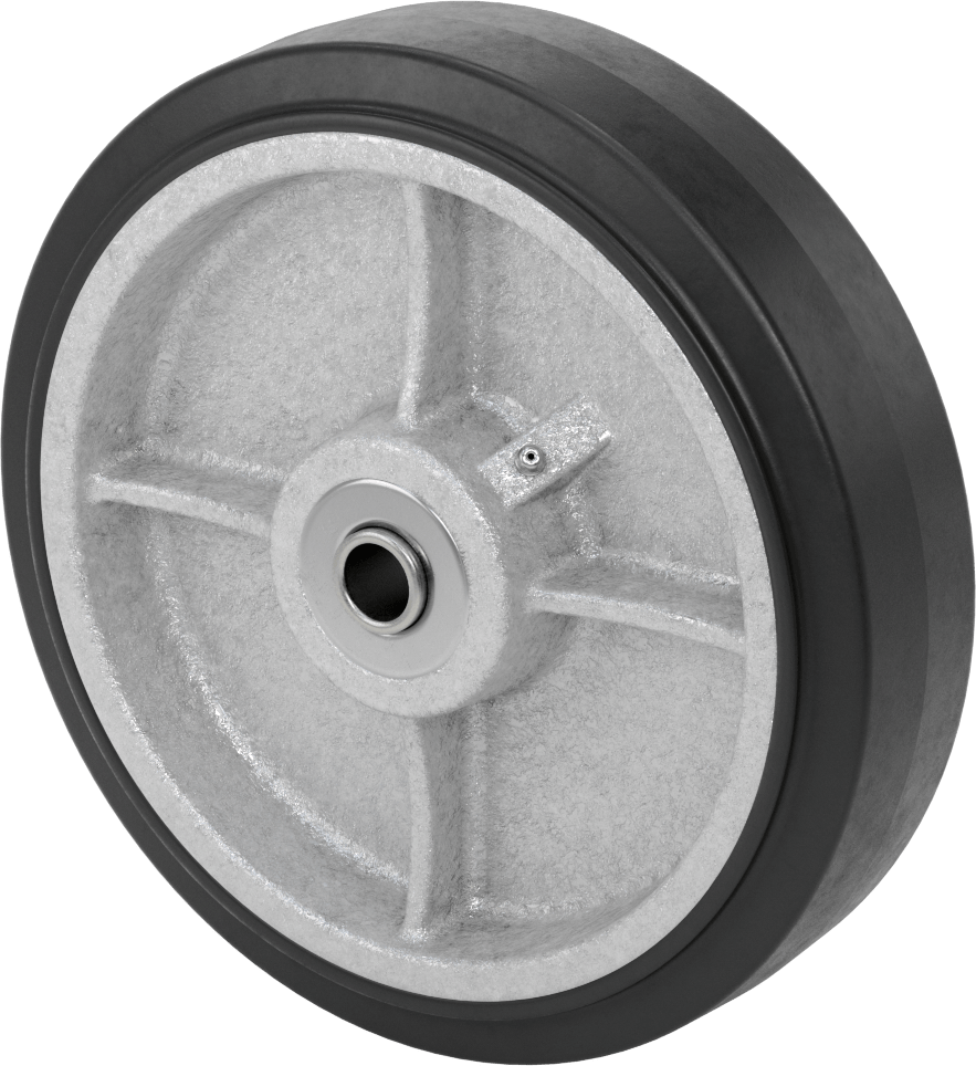 Yüksek Mukavemetli Sert Kauçuk Tekerlek, Rulmanlı ile, Siyah, 10“ Çap x 2-1/2” Genişlik