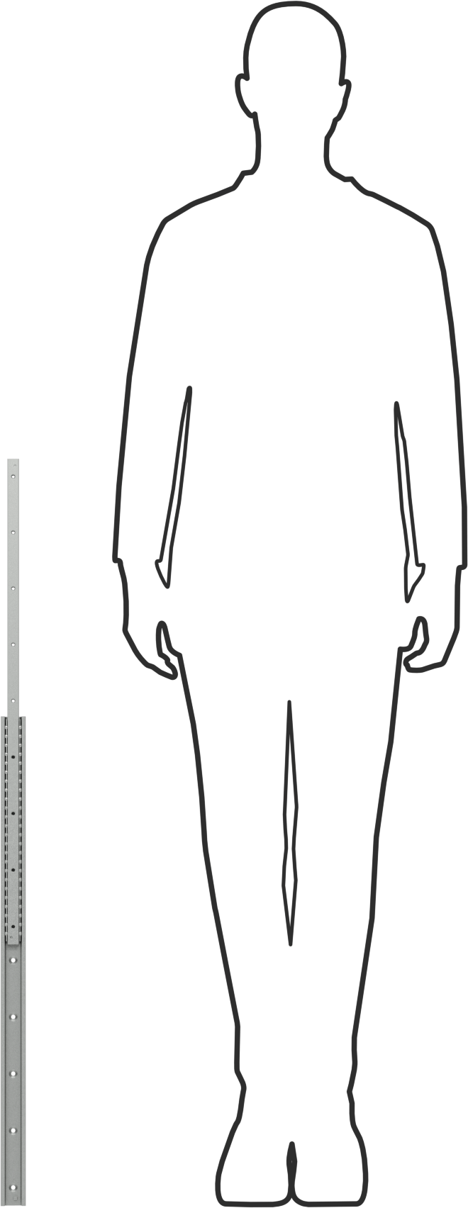 C Ray Profilli Teleskopik Kılavuz, Krom Kaplı Çelik, 35 mm Genişlik x 690 mm Uzunlukta Ray