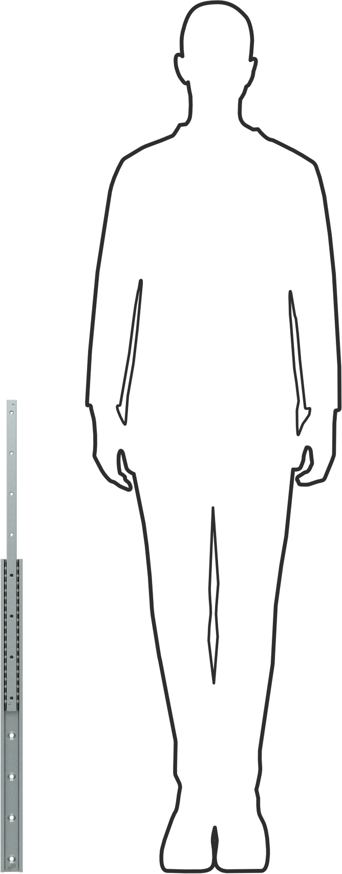 C Ray Profilli Teleskopik Kılavuz, Çinko Kaplı Çelik Taşıyıcı, 43 mm Genişlik x 610 mm Uzunluk Çelik Ray