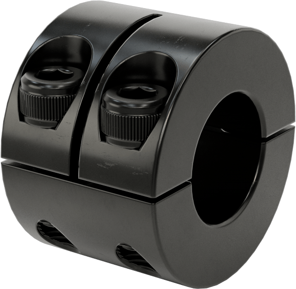 Ekstra Geniş Sıkıştırmalı İki Parçalı Mil Yaka, 3/4" Çap için, Siyah Oksit 1215 Karbon Çelik