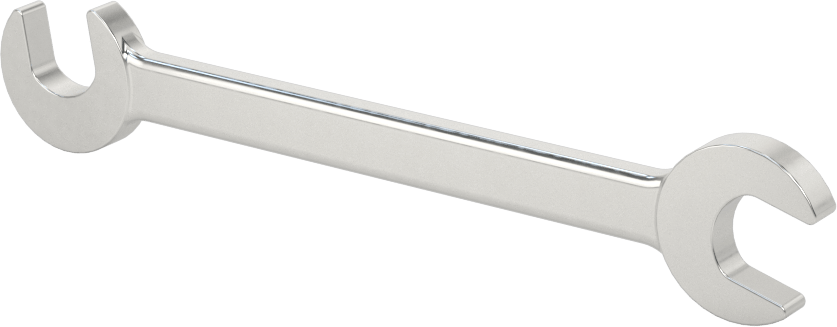 80 Derece Açılı Dar Boşluklu Açık Uçlu Anahtar, 8 mm Boyut, 3-1/2" Toplam Uzunluk