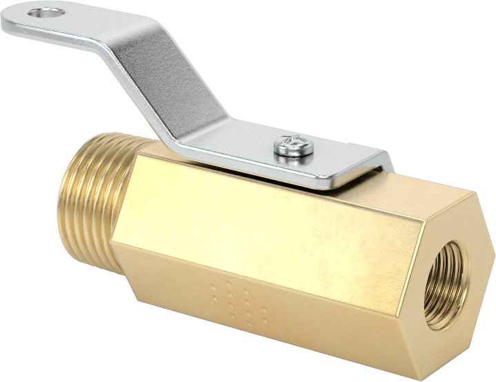 Yüksek Basınçlı Kompakt Dişli Açma/Kapama Valfi, Kısa Kol Tutacağı ile, 1/8 NPT Dişi x 3/8 NPT Erkek
