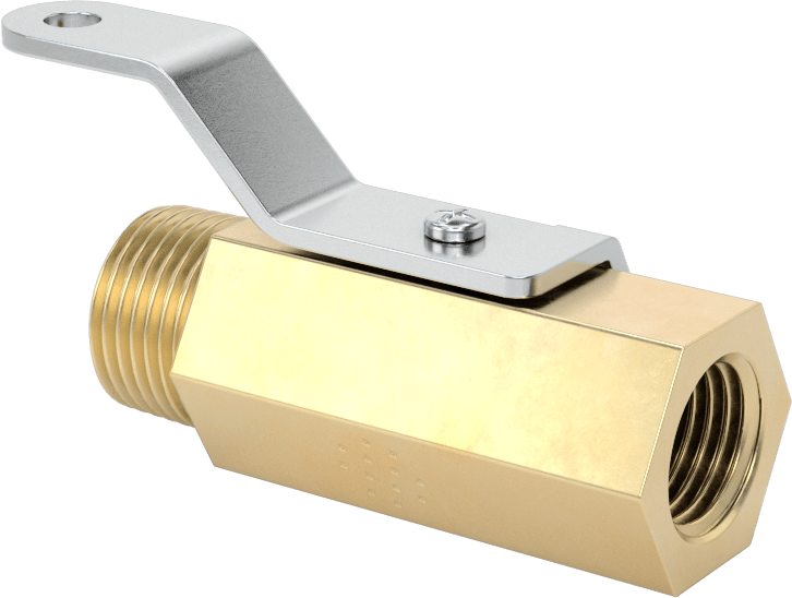 Yüksek Basınçlı Kompakt Dişli Açma/Kapama Valfi, Kısa Kol Tutacağı ile, 1/4 NPT Dişi x 3/8 NPT Erkek