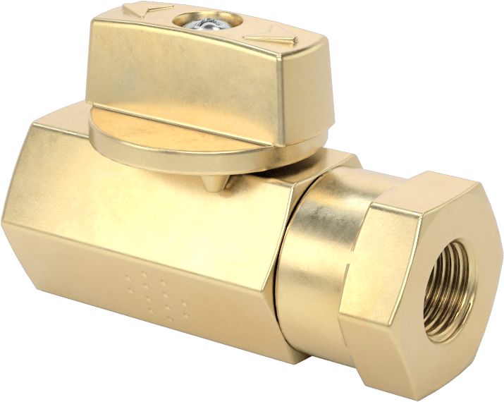 Yüksek Basınçlı Kompakt Dişli Açma/Kapama Valfi, Pirinç Gövde ile, T-Saplı, 1/8 NPT Dişi x 1/4 NPT Dişi