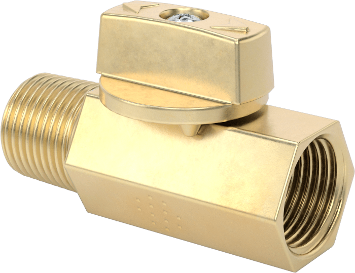Yüksek Basınçlı Kompakt Dişli Açma/Kapama Valfi, Pirinç Gövde ile, T-Saplı, 1/4 NPT Dişi x 3/8 NPT Erkek