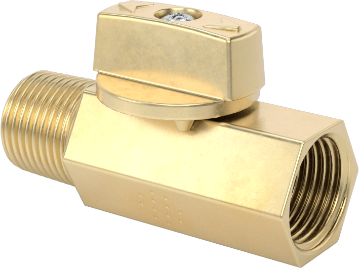 Yüksek Basınçlı Kompakt Dişli Açma/Kapama Valfi, Pirinç Gövde ile, T-Saplı, 3/8 NPT Dişi x 3/8 NPT Erkek