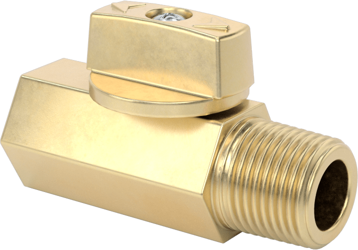Yüksek Basınçlı Kompakt Dişli Açma/Kapama Valfi, Pirinç Gövde ile, T-Saplı, 3/8 NPT Dişi x 3/8 NPT Erkek