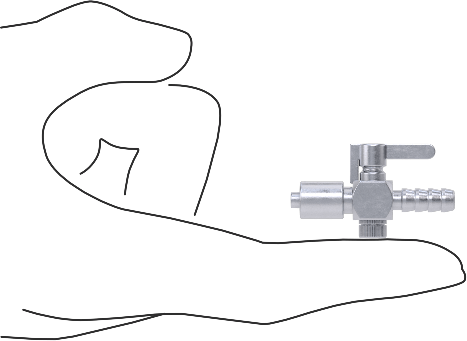 Luer Lock Bağlantı Parçalı Açma/Kapama Vanası, Pirinç Gövde, Kilit Halkalı Erkek x 1/4" Boru İç Çapı, Dikenli